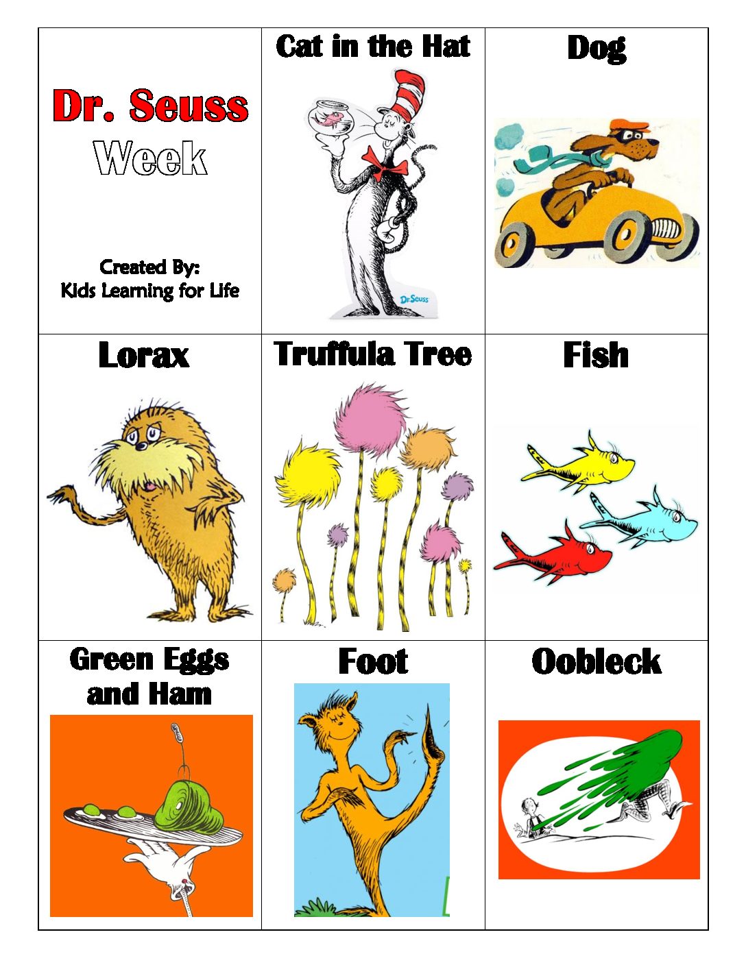 Dr. Seuss Theme Vocabulary